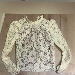 Wayf Ivory Lace Floral Blouse